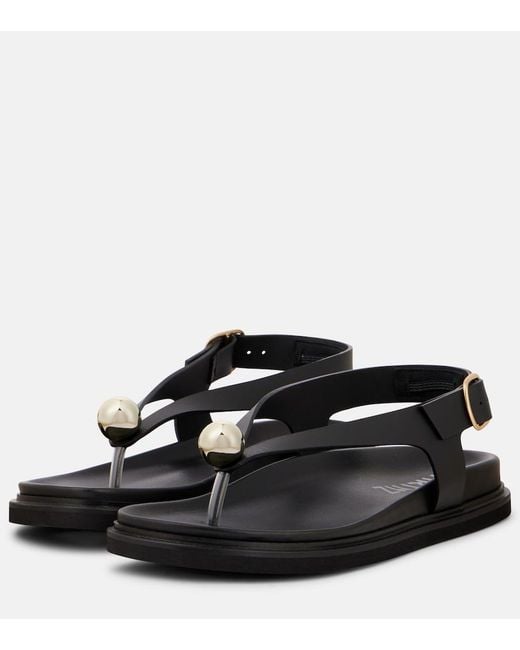 Souliers Martinez Black Spiaggia Embellished Leather Sandals