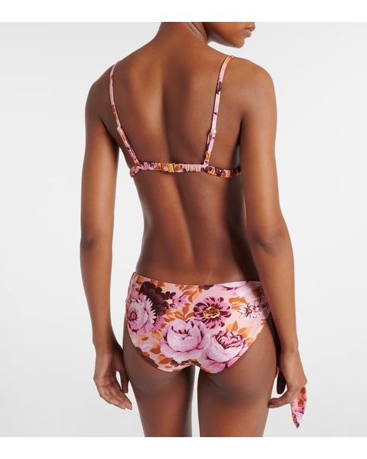 Chloé Red Logo Floral Bikini Top