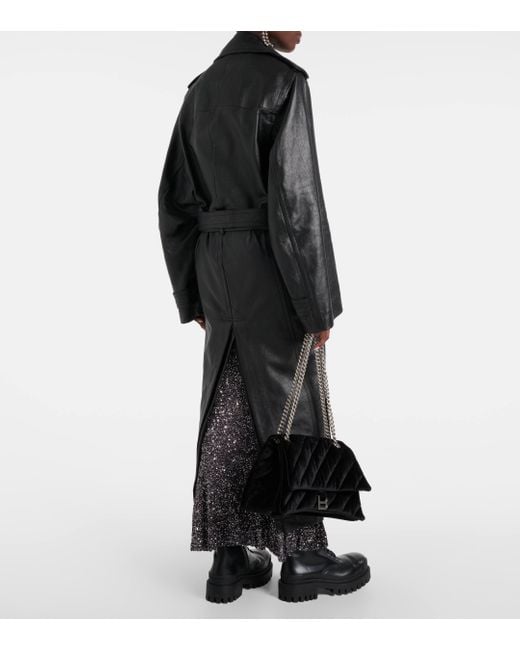 Balenciaga Black Cocoon Leather Trench Coat