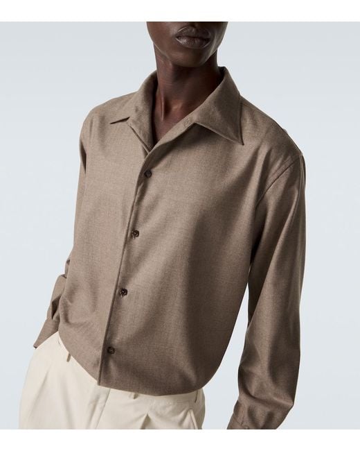 Loro Piana Brown Franco Virgin Wool Shirt for men