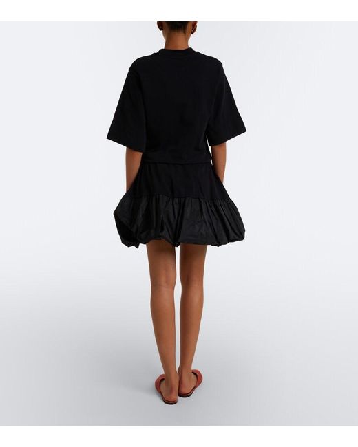 Patou Black Faille-Trimmed Cotton Minidress