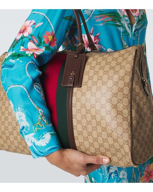Borsa Da Viaggio Medium Web Stripe Gg di Gucci in Brown da Uomo
