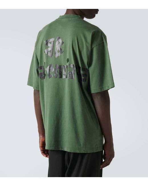 T-shirt Tape en coton Balenciaga pour homme en coloris Green
