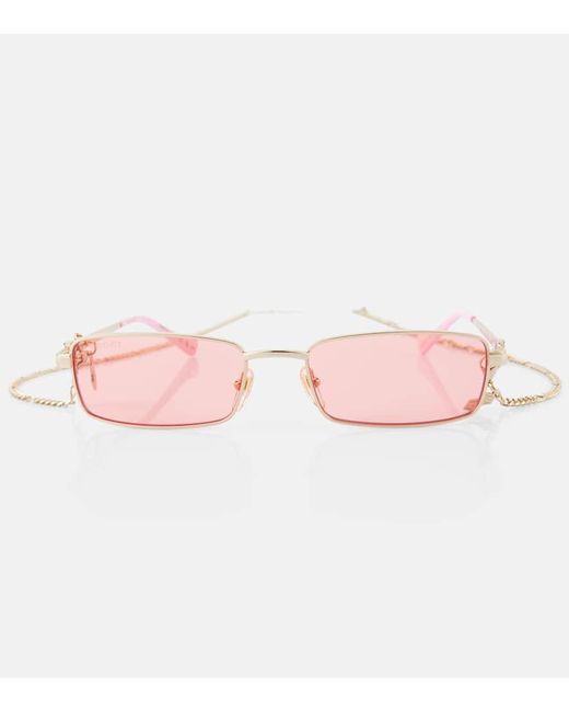 Gucci Pink Eckige Sonnenbrille Cut Out