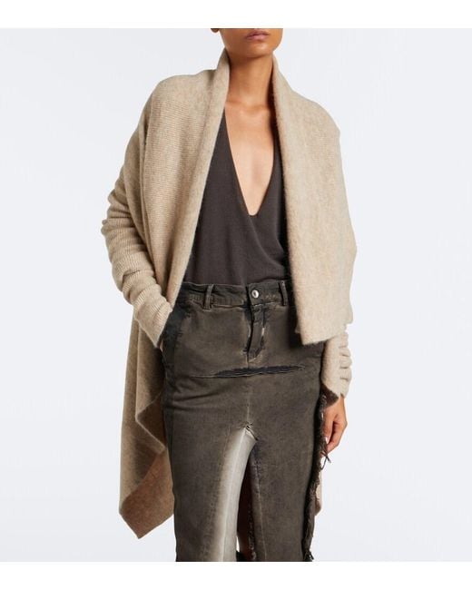 Rick Owens Natural Hooded Alpaca And Wool-Blend Cardigan