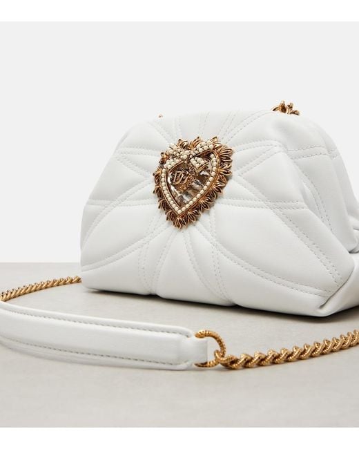 Dolce & Gabbana White Devotion Small Embellished Leather Clutch