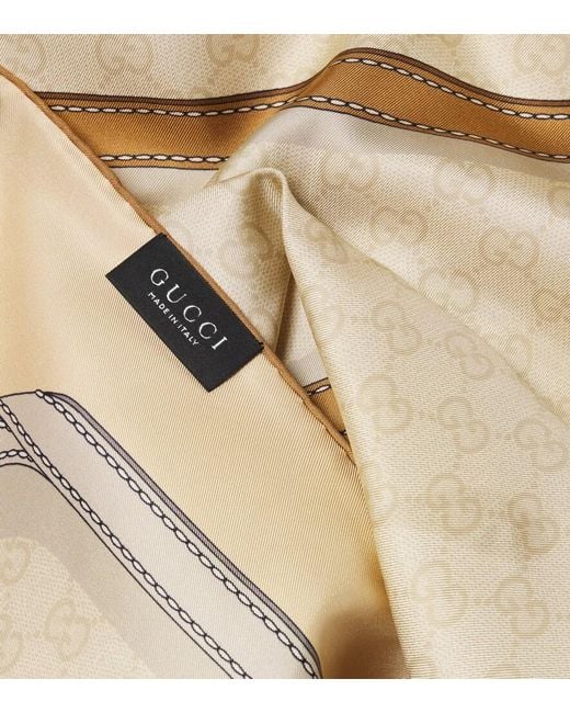 Gucci Metallic Gg Printed Silk Twill Scarf
