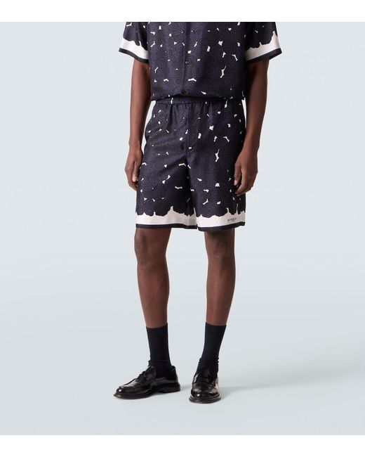 Givenchy Blue Floral Silk Twill Shorts for men