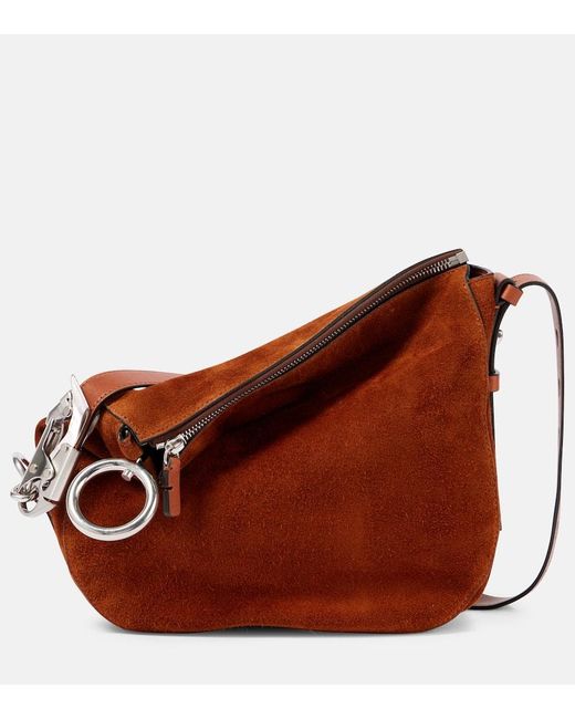 Burberry Brown Knight Small Suede Shoulder Bag