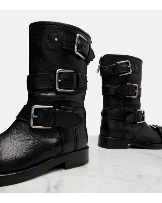 Dolce & Gabbana Black Leather Biker Boots