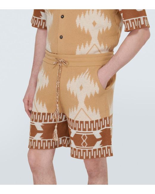 Alanui Natural Bermuda Shorts With Icon Piquet Pattern for men