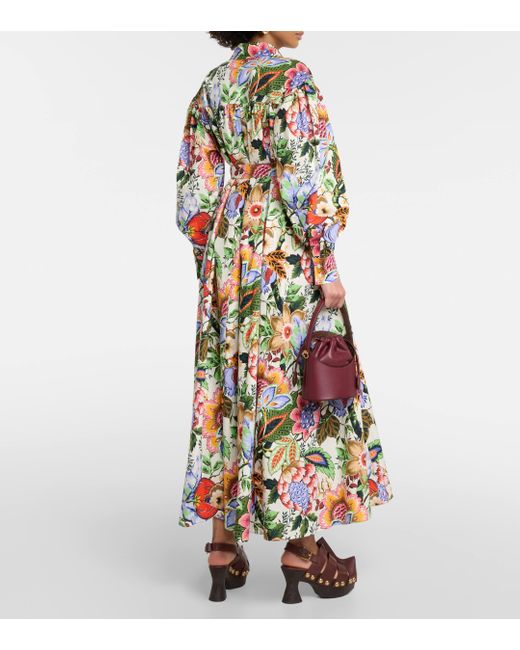 Etro Multicolor Floral Cotton Midi Shirt Dress