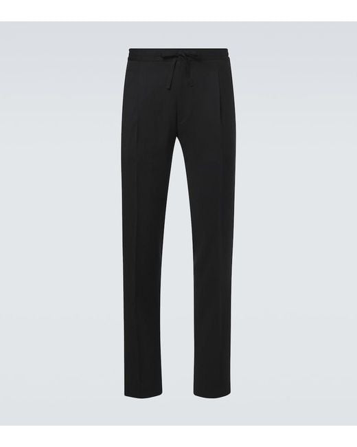 Lardini Black Virgin Wool Tapered Pants for men
