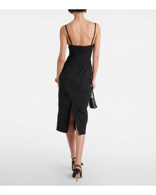 Blumarine Black Floral-applique Strapless Midi Dress