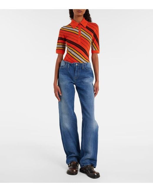 Jeans A Gamba Larga E Vita Bassa di Acne in Blue