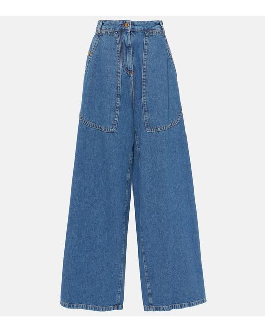 Jeans anchos de tiro alto Etro de color Blue