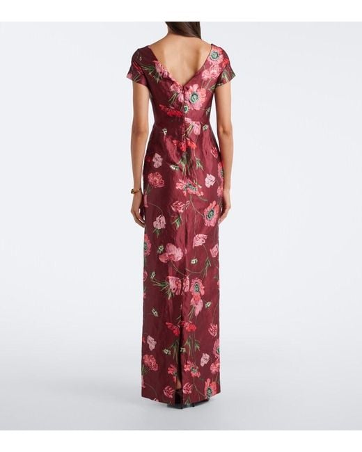 Erdem Red Floral Satin Gown