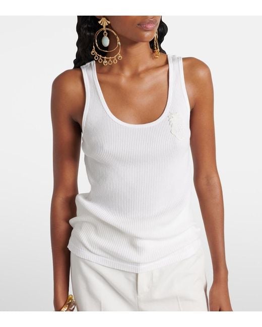 Chloé White Chloã Ribbed Jersey Top