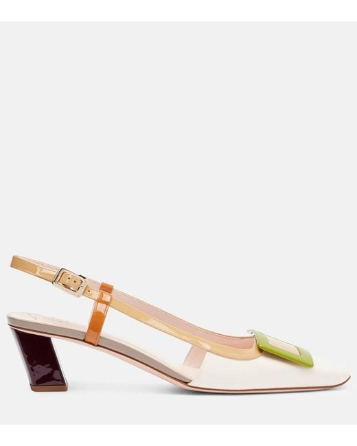 Roger Vivier Metallic Belle Vivier 45 Leather Slingback Pumps