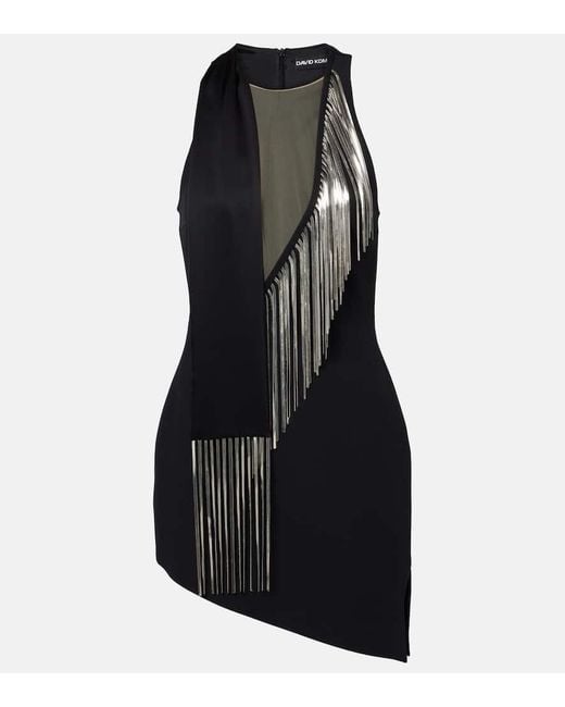 David Koma Black Verziertes Midikleid