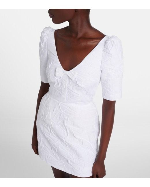ShuShu/Tong White Bow-Detail Cotton-Blend Minidress