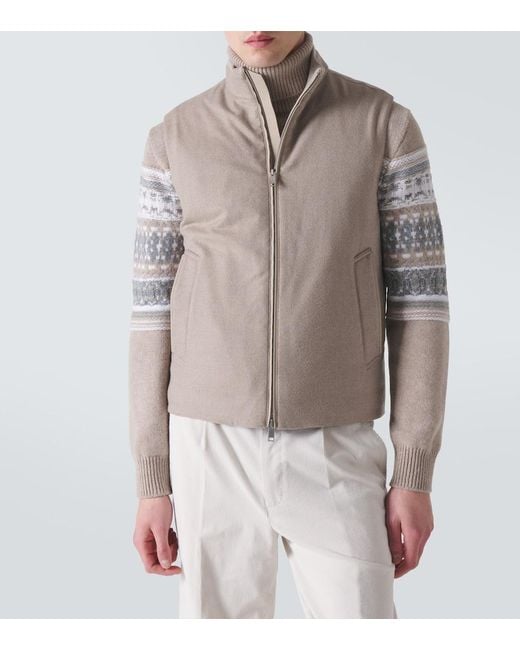 Zegna Gray Cashmere Down Vest for men