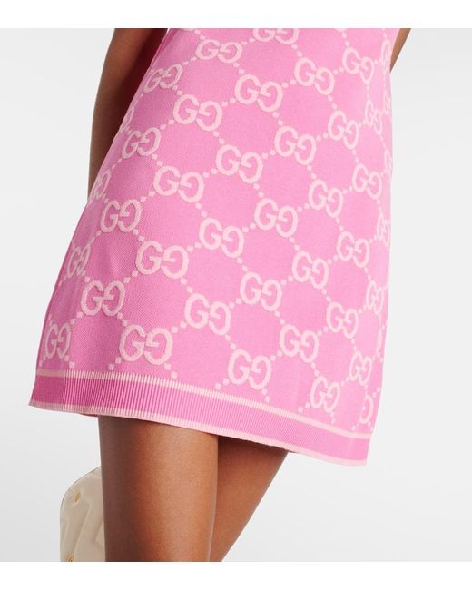 Gucci Pink Minikleid GG aus Baumwoll-Jacquard