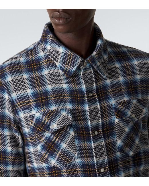 God's True Cashmere Blue Lightning Storm Cashmere Shirt With Moonstone for men