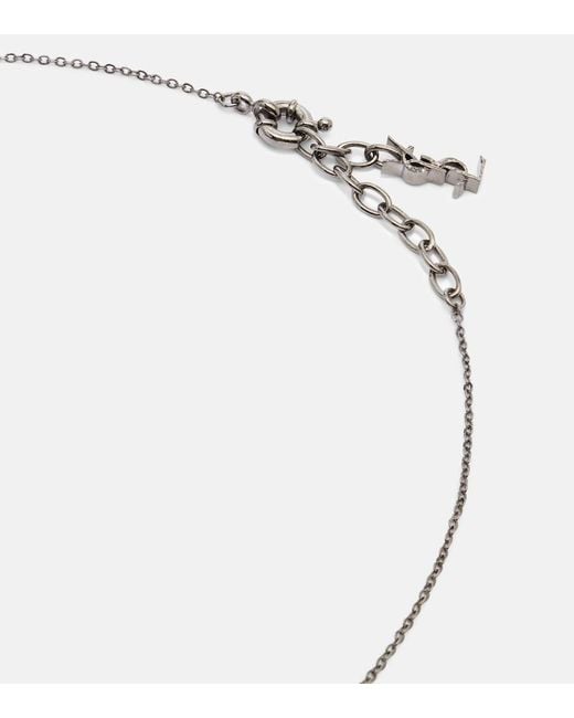 Saint Laurent White Embellished Pendant Necklace