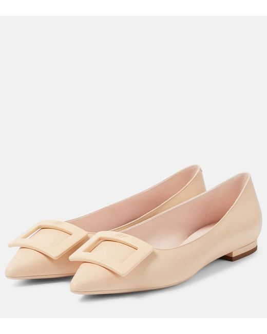 Roger Vivier Natural Gommettine Ball Patent Leather Ballet Flats