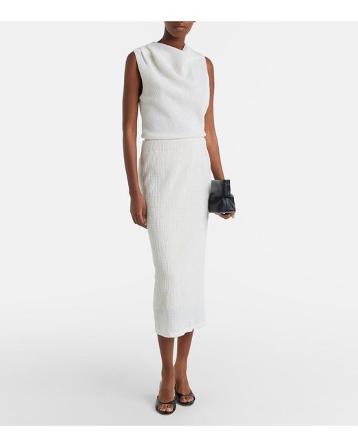 Vince White Draped Knitted Top
