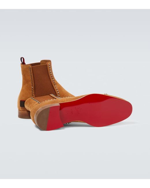 Botines Chelsea Cloo De Ante Christian Louboutin de hombre de color Brown