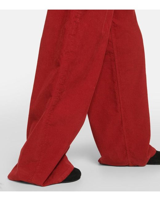 Pantaloni a gamba larga Chan in velluto di The Row in Red
