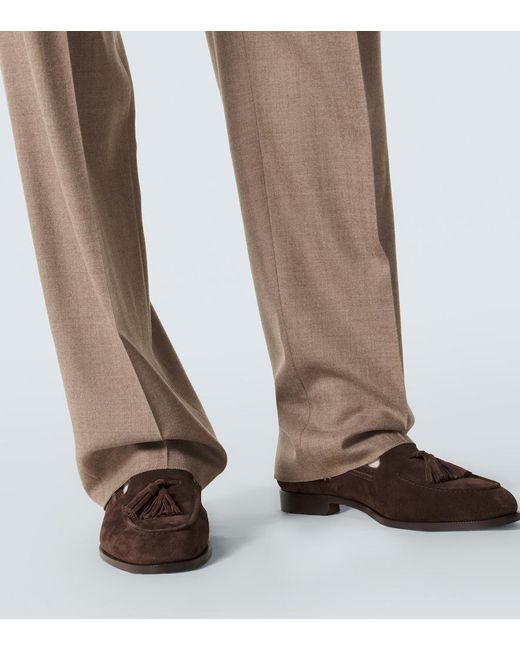 Loro Piana Brown Buxton Virgin Wool Straight Pants for men