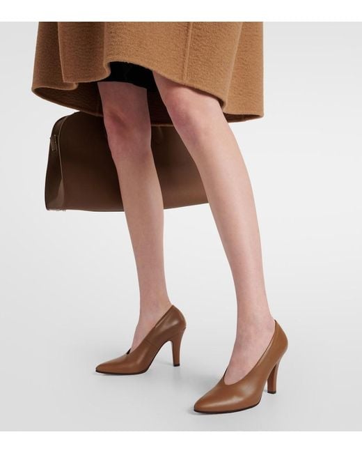 The Row Brown Prudens Leather Pumps