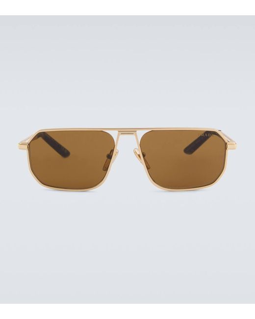 Gafas de sol de aviador Prada de hombre de color Brown