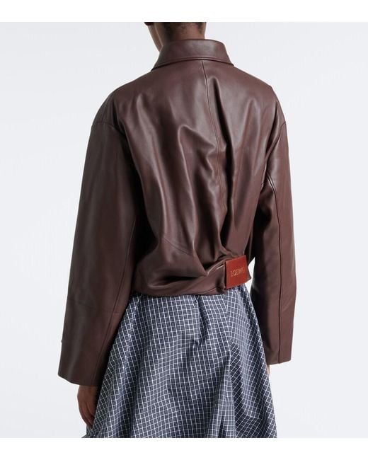 Loewe Brown Draped Leather Jacket