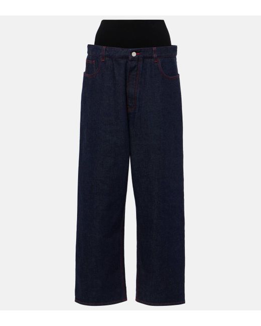 Alaïa Blue High-rise Wide-leg Jeans