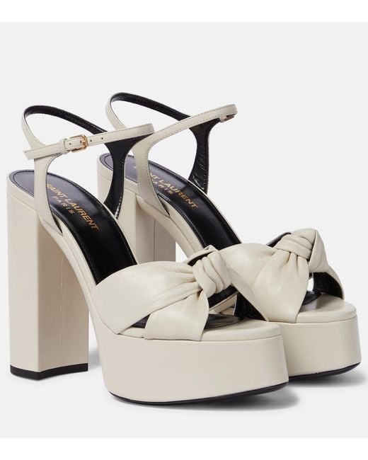 Saint Laurent White Bianca 125 Leather Platform Sandals