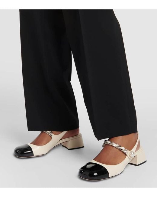 Miu Miu Natural Chain-Embellishedt Leather Slingback Pumps