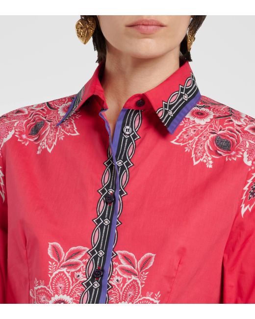 Etro Red Floral Cotton-blend Shirt