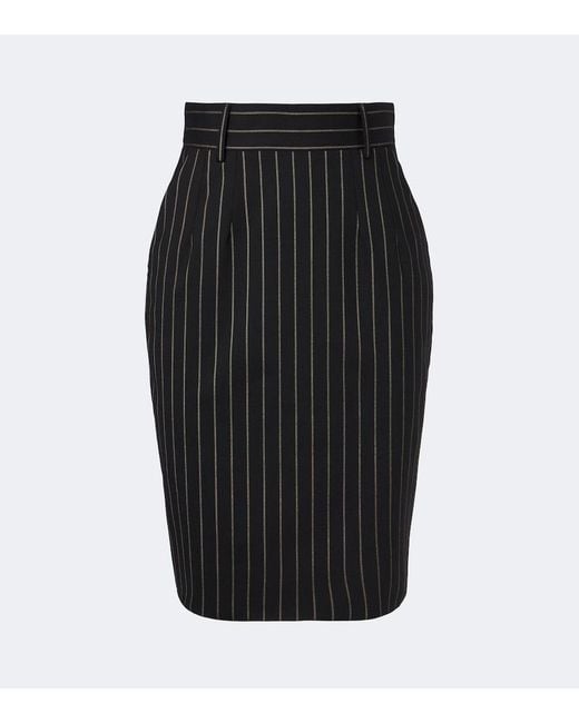 Dolce & Gabbana Black Pinstriped Wool Pencil Skirt
