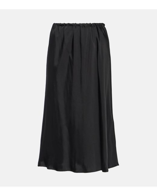 Jil Sander Black Satin Midi Skirt