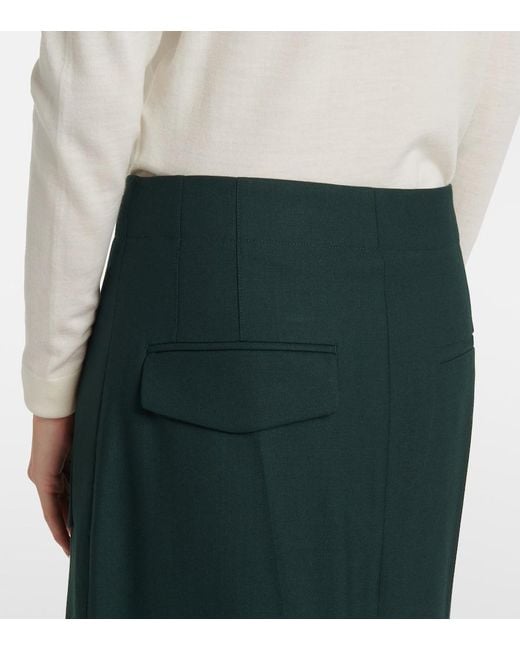 Victoria Beckham Green Asymmetric Maxi Skirt