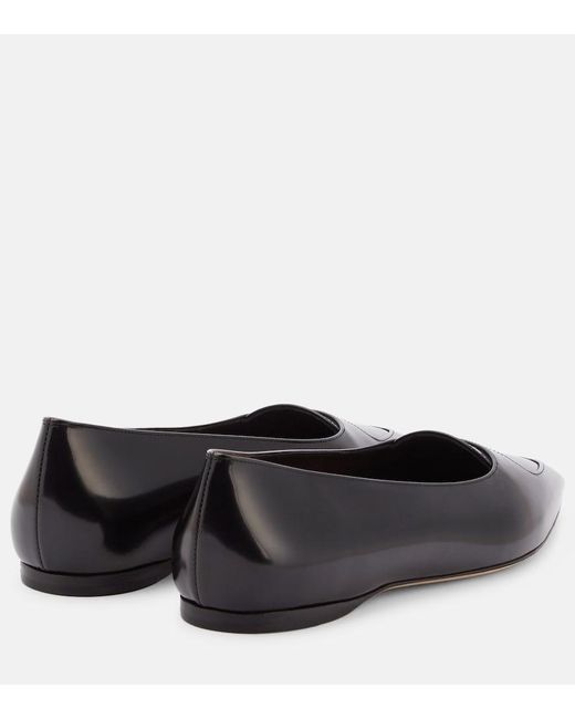The Row Black Viv Leather Ballet Flats