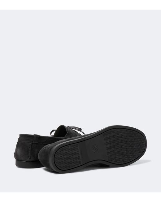 Saman Amel Black City Moc Suede Boat Shoes for men