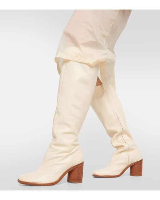 Maison Margiela White Tabi Leather Knee-high Boots
