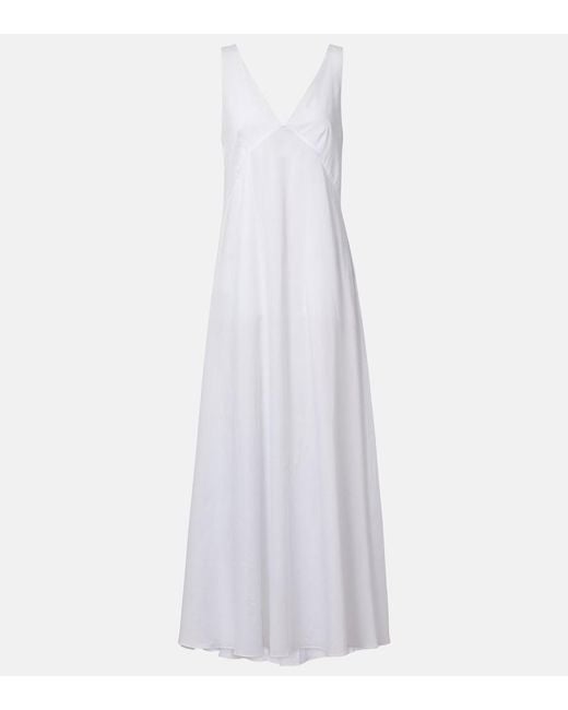 Leset White Yoko Cotton Maxi Dress