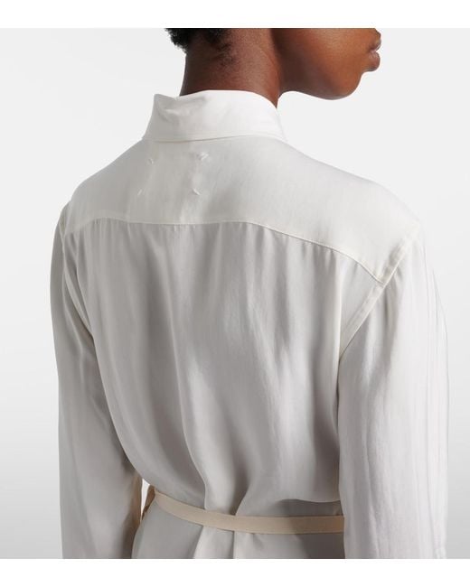 Maison Margiela White Draped Midi Dress