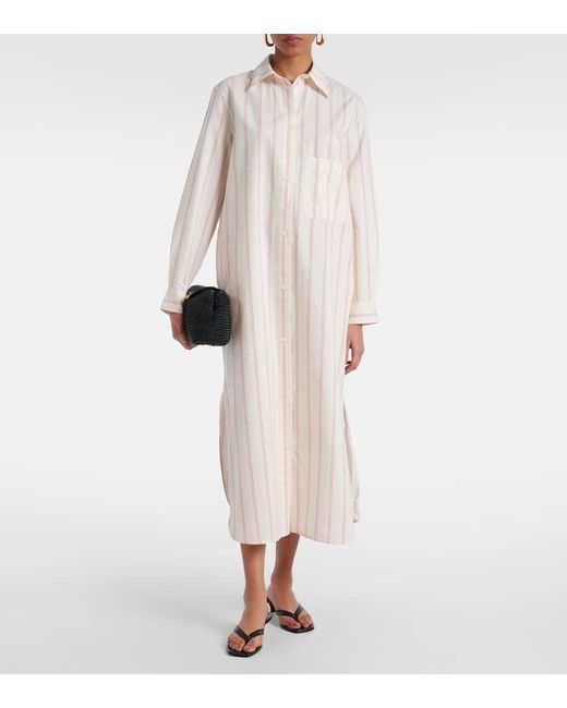 Totême  Natural Striped Cotton And Silk Shirt Dress